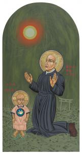 Holy Father Pedro Arrupe, SJ in Hiroshima with the Christ Child 