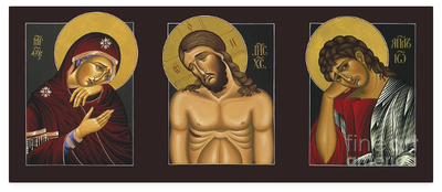 The Passion Triptych- Our Lady of Sorrows-Jesus Christ Extreme Humility-St John the Apostle